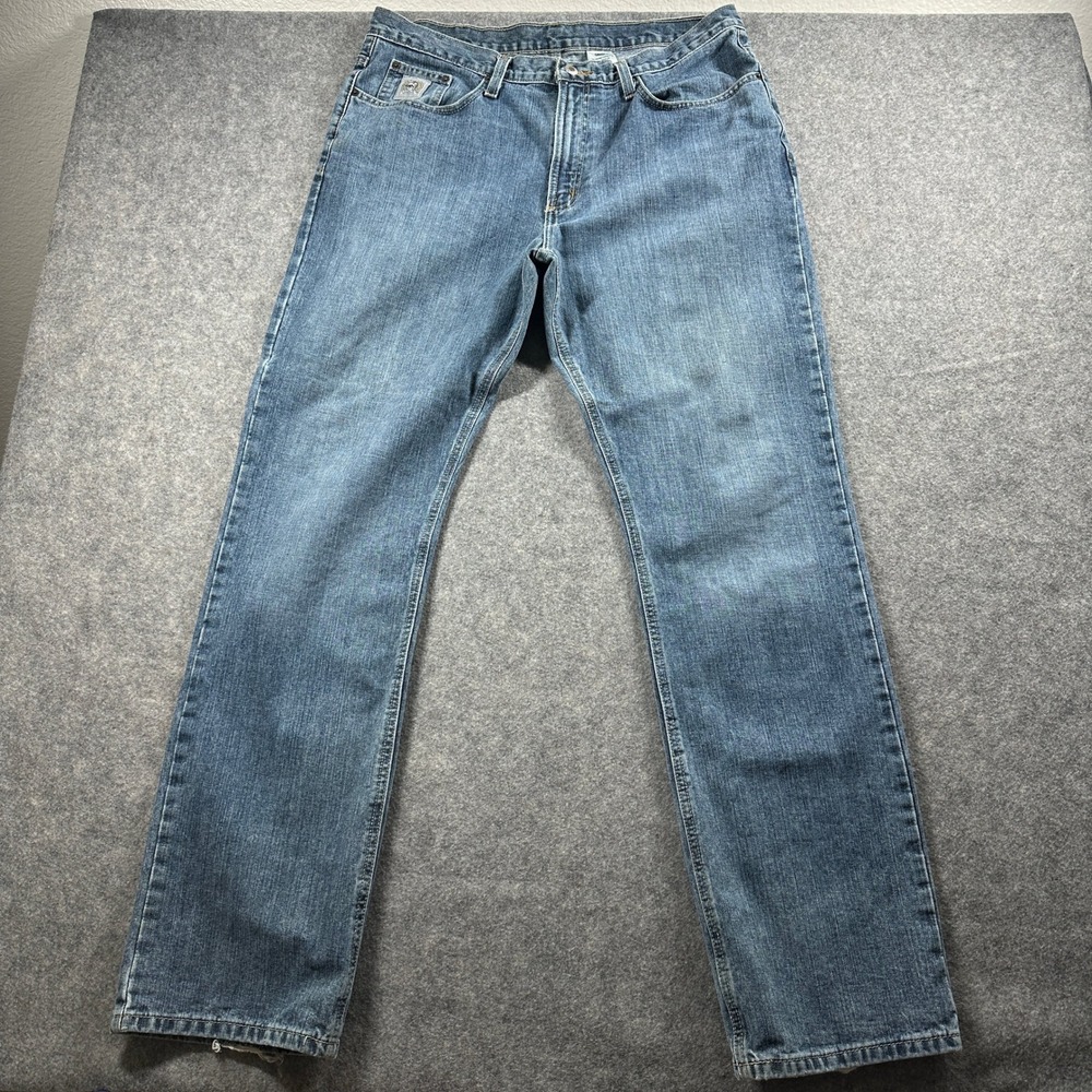 Cinch Jeans Mens 36x34 Blue Relaxed Straight Leg Medium Wash Denim MB98034001
